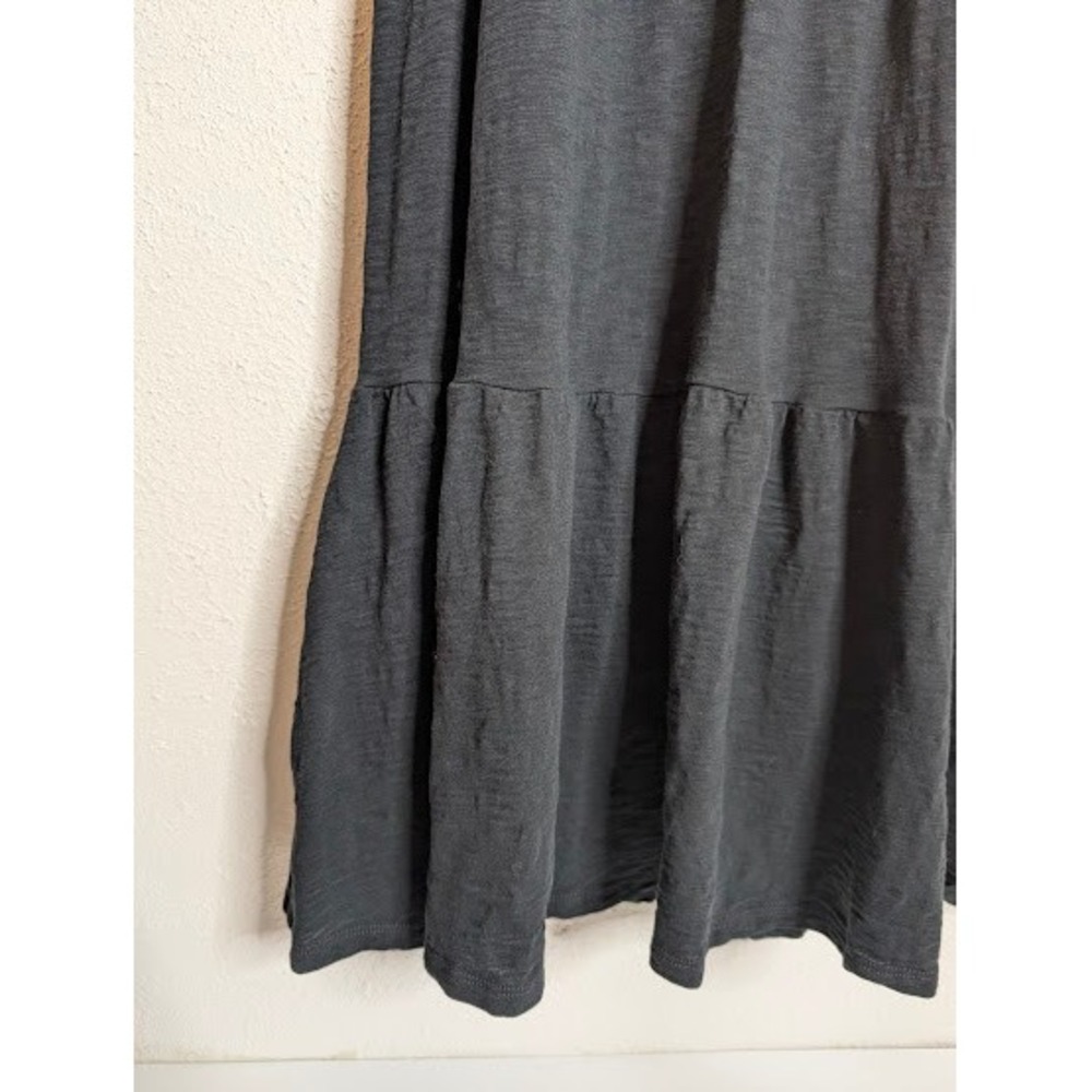 J Crew Womens XL Black Flutter Sleeve Tiered Midi Dress Boho Classic 100% Cotton - Picture 3 of 6